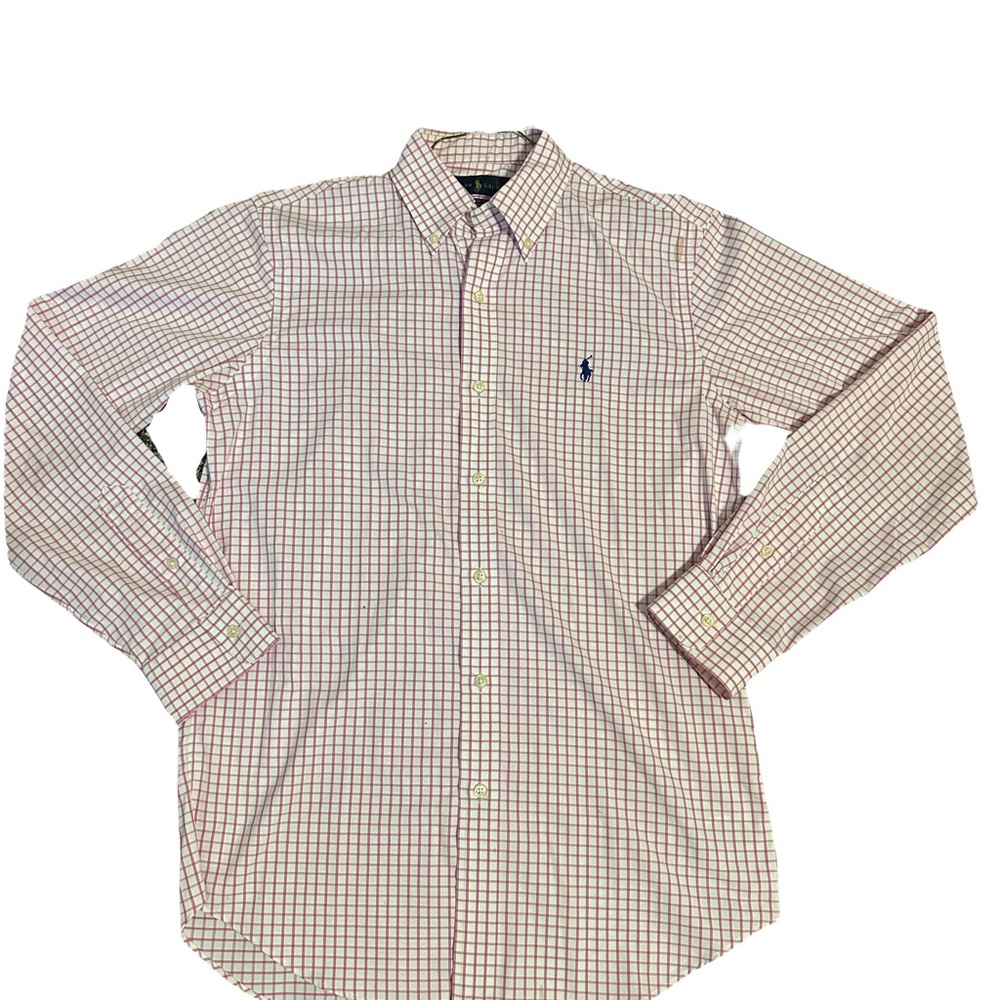 Ralph Lauren Men's Red and White Checkered Shirt